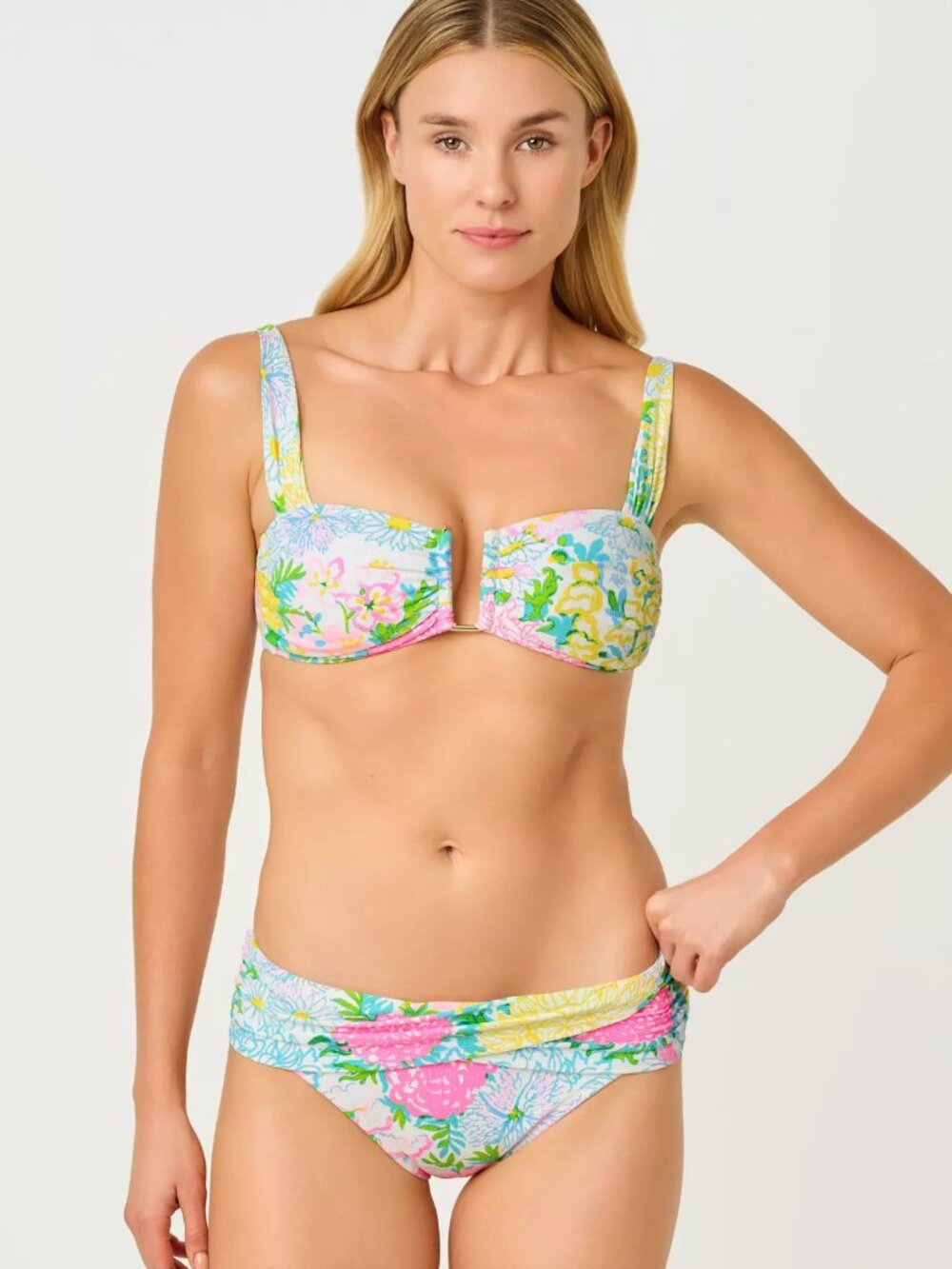 NWT Lilly Pulitzer Lagoon Sarong Bikini Bottom, Multi Lilly Garden, Size 2